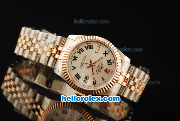 Rolex Datejust Automatic Movement ETA Coating Case with White Dial and Two Tone Strap-36mm - Click Image to Close